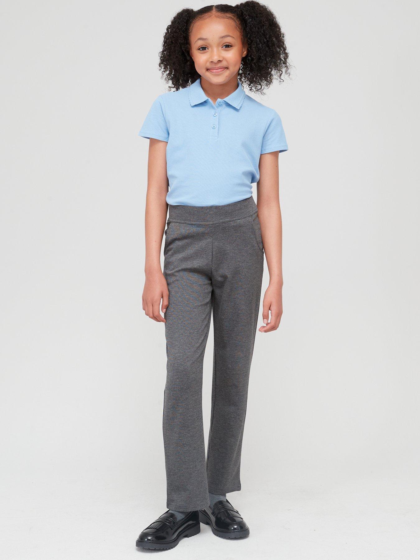 Girls slim fit grey school sale trousers