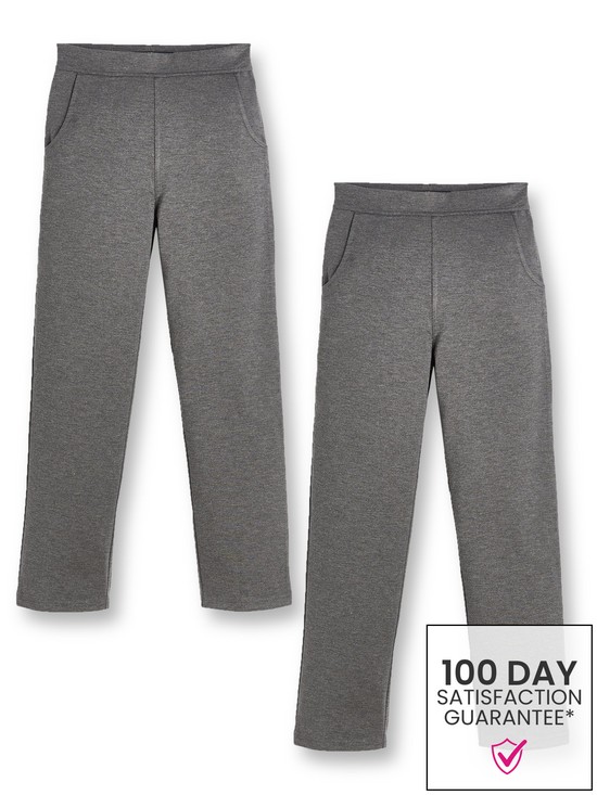 Everyday Girls 2 Pack Jersey School Trousers - Grey | very.co.uk