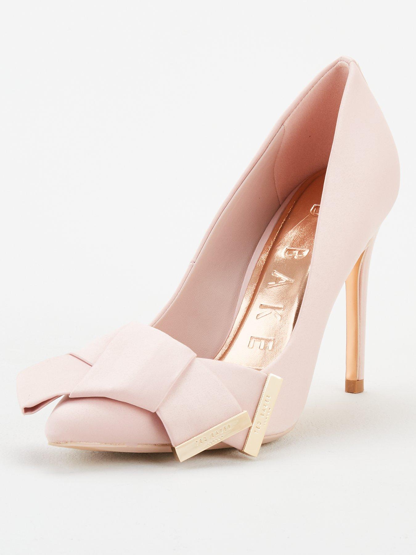 pink satin court shoes