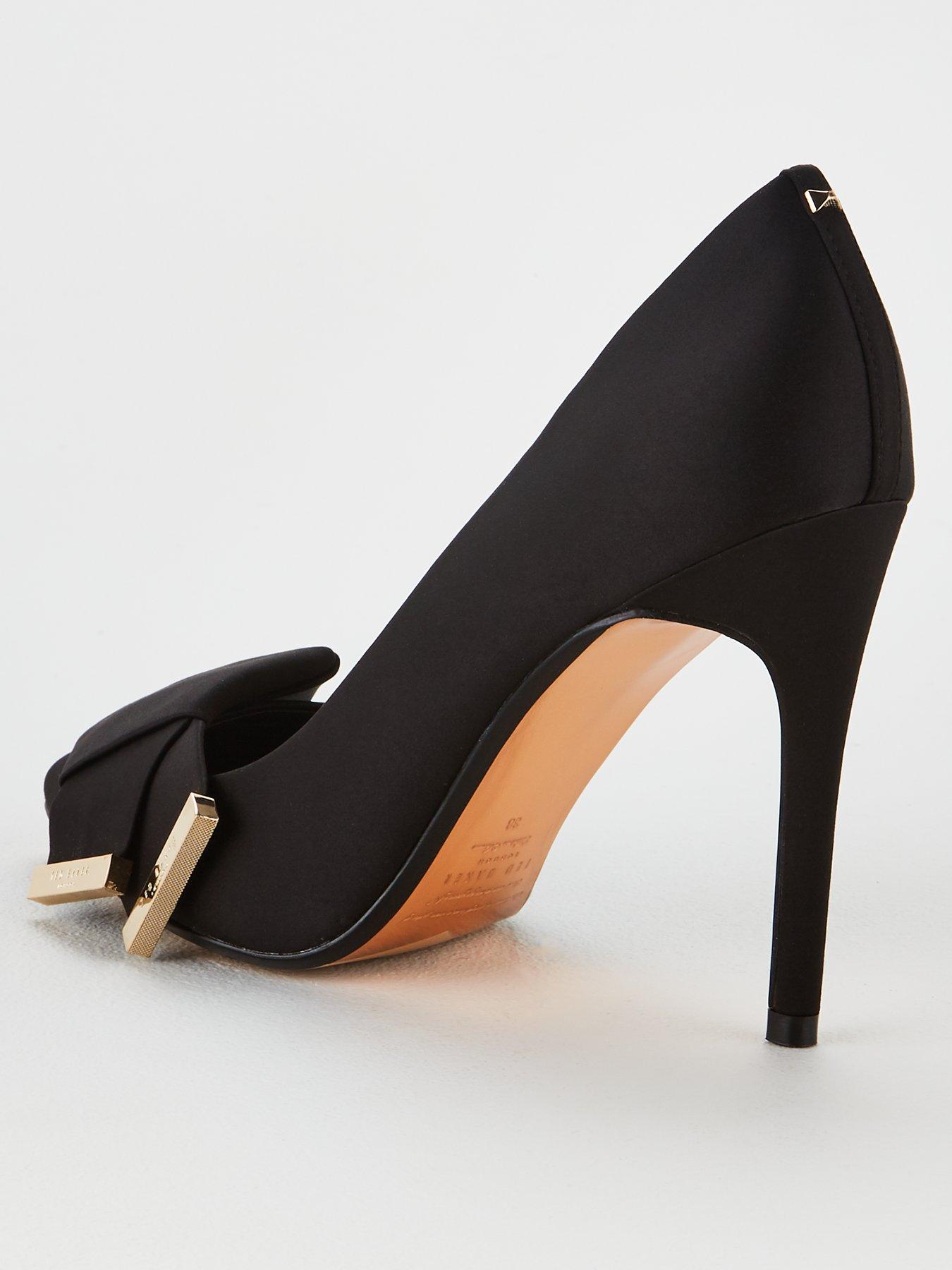 ted baker black satin bow detail heeled sandals