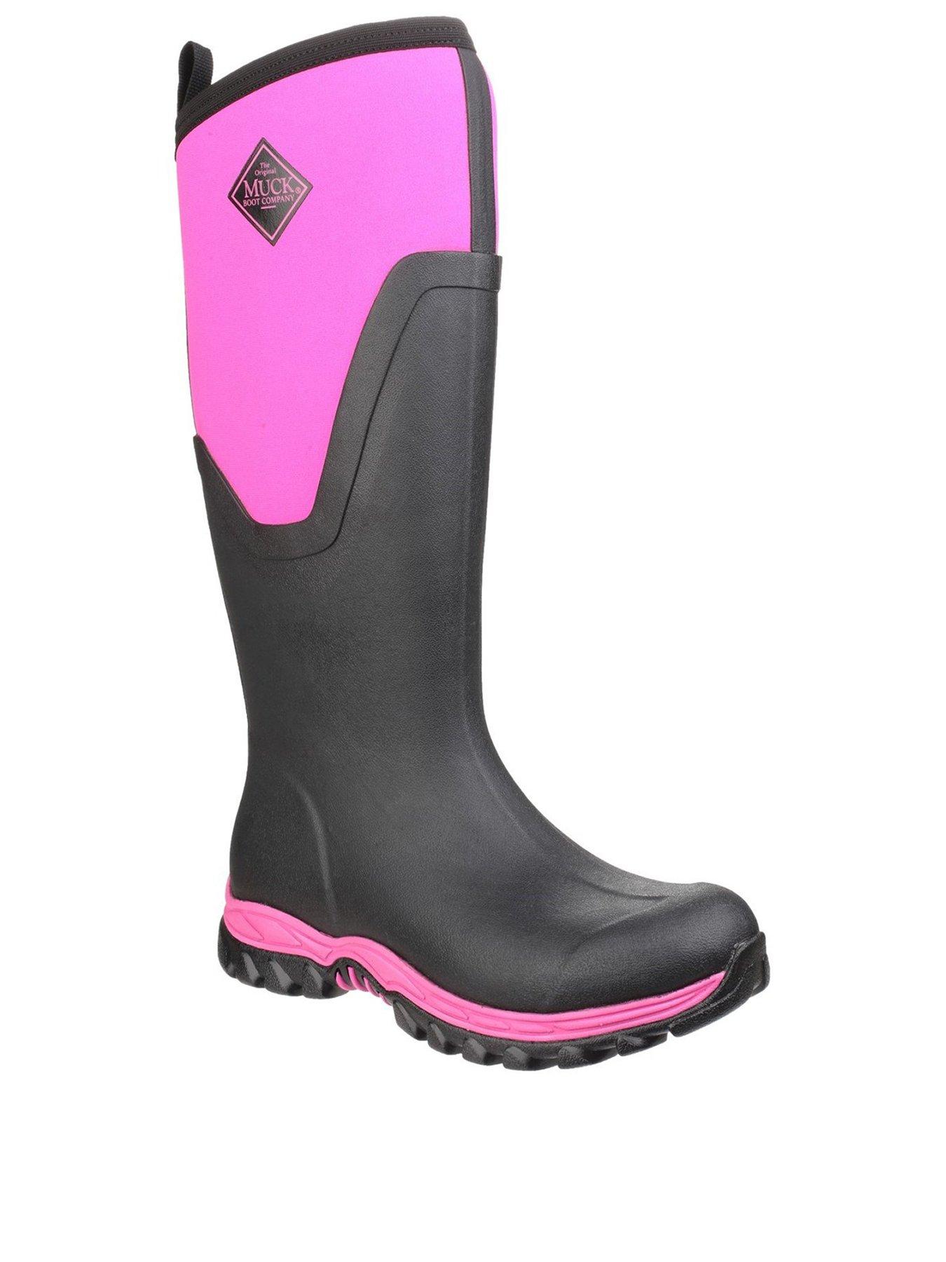 Muck Boots Arctic Sport II Tall Wellington Boots - Black/Pink | very.co.uk