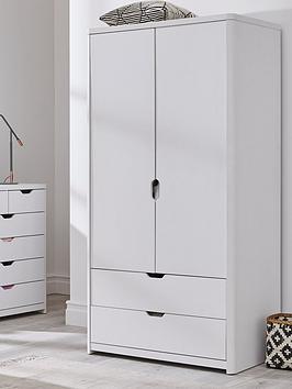 Product photograph of Very Home Aspen 2 Door 2 Drawer Childrens Wardrobe - White Oak Effect from very.co.uk