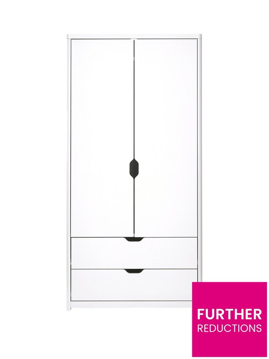 front image of aspen-2-door-2-drawer-childrens-wardrobe-white-oak-effect