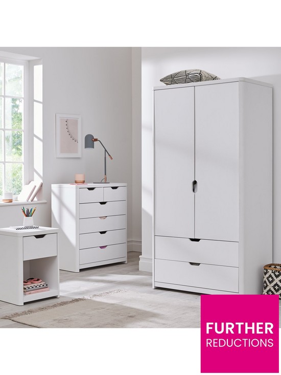 stillFront image of aspen-2-door-2-drawer-childrens-wardrobe-white-oak-effect
