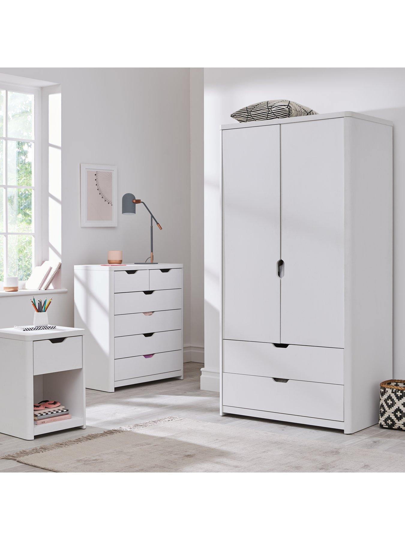 Aspen 2 Door 2 Drawer Childrens Wardrobe White Oak Effect