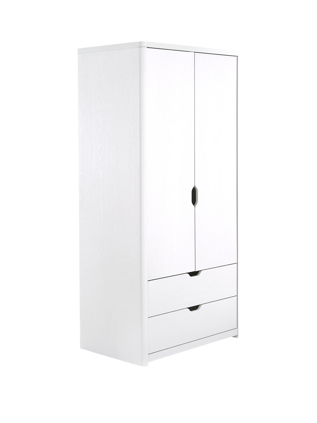 Childrens white deals wardrobe with drawers