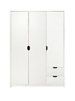 Product photograph of Very Home Aspen 3 Door 2 Drawer Wardrobe - White Oak Effect from very.co.uk