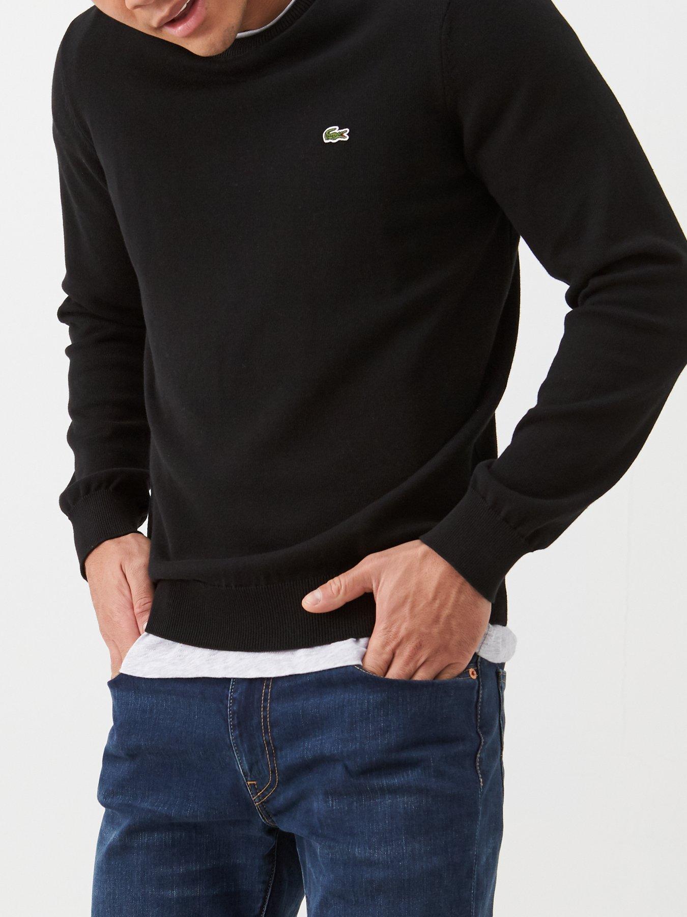 indhold Installation tapet Lacoste Classic Crew Neck Knitted Jumper - Black | very.co.uk