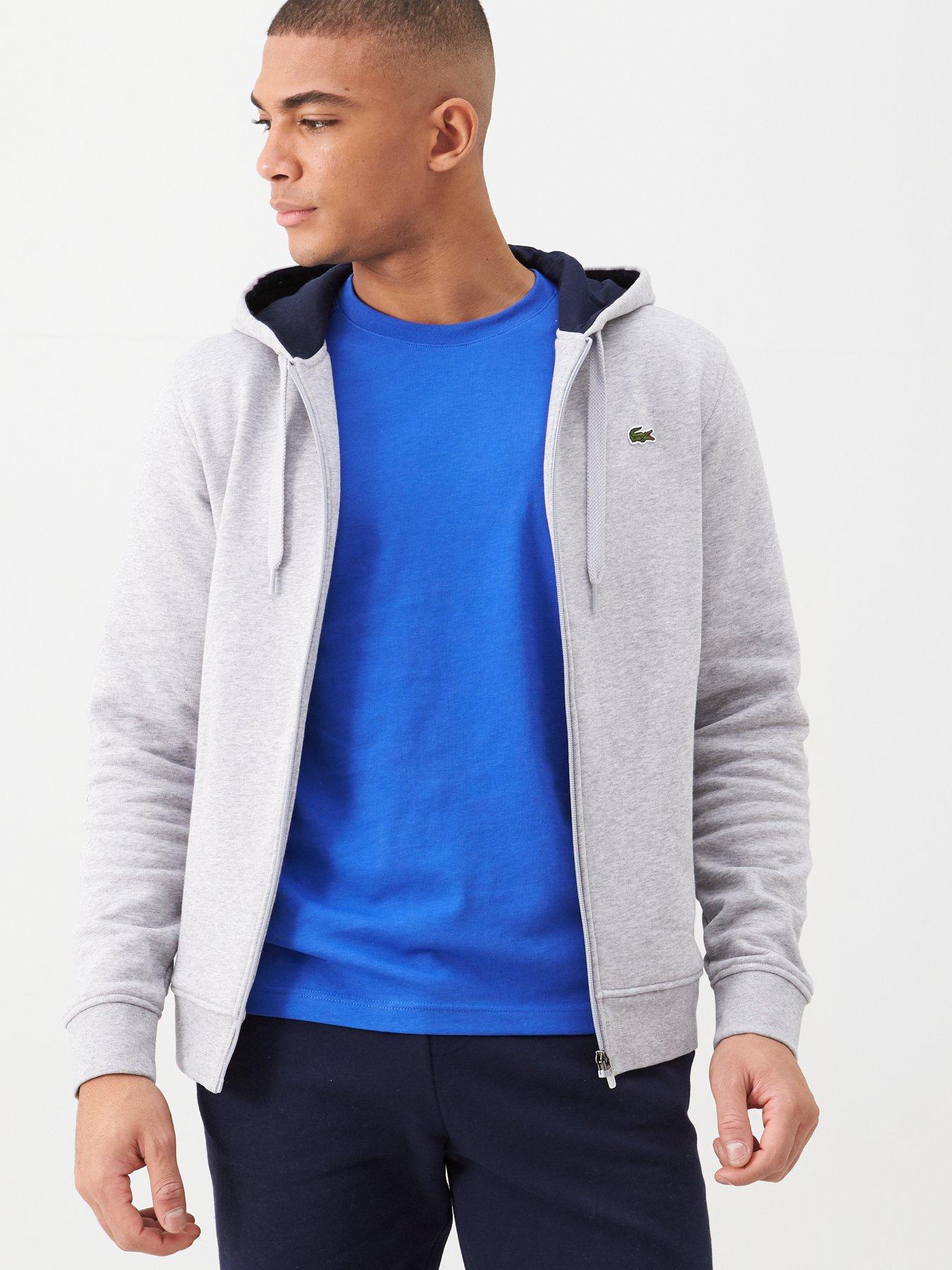 grey lacoste zip hoodie