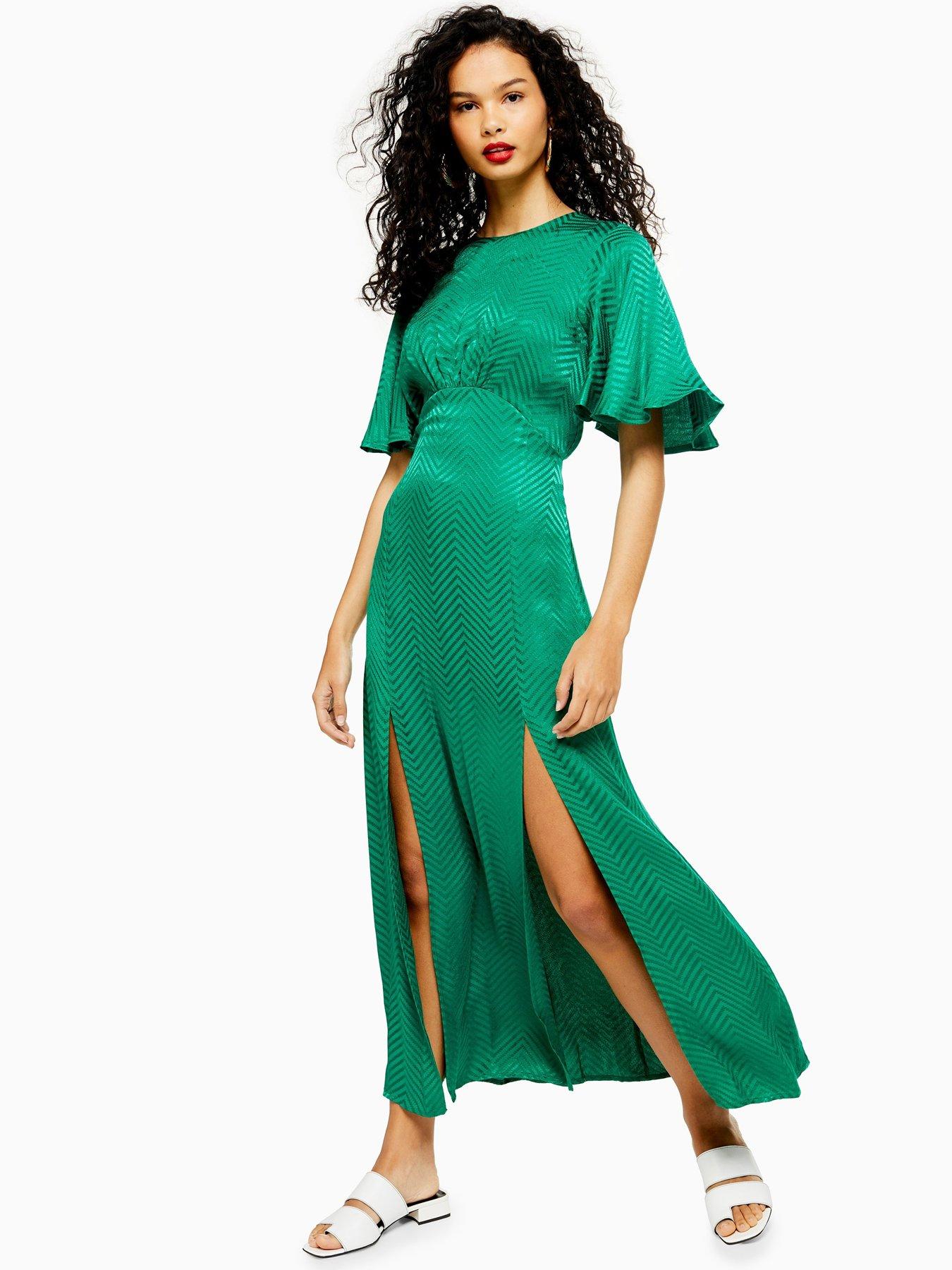 topshop green jacquard jumpsuit