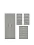  image of sanford-high-gloss-ready-assembled-4-piece-package-2-door-wardrobe-chest-of-5-drawers-and-2-bedside-chests