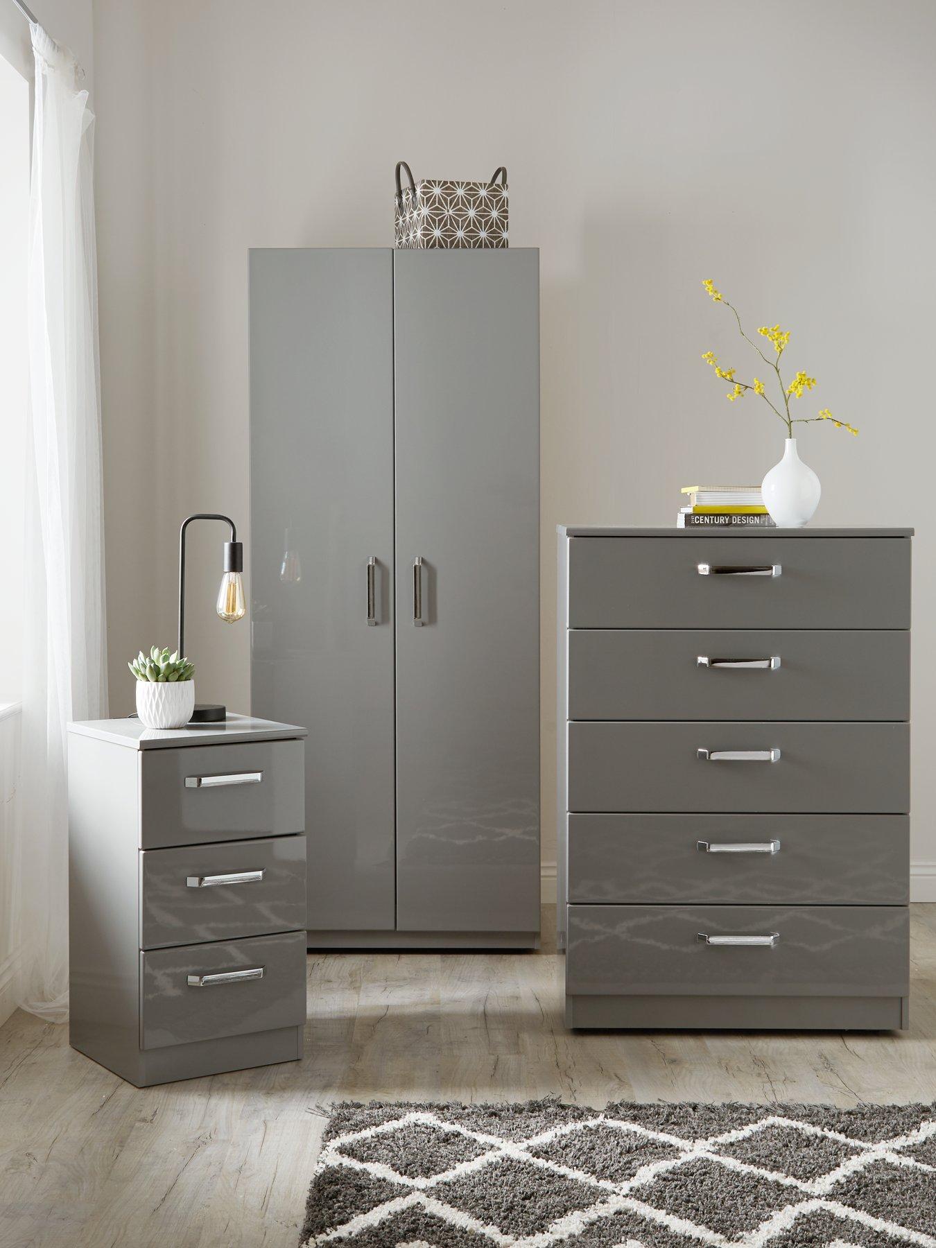 Grey ready assembled store bedroom furniture