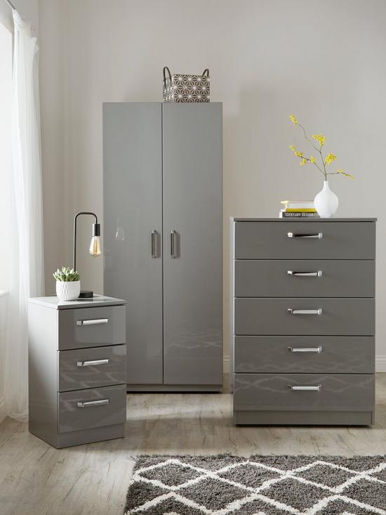 stillFront image of sanford-high-gloss-ready-assembled-4-piece-package-2-door-wardrobe-chest-of-5-drawers-and-2-bedside-chests