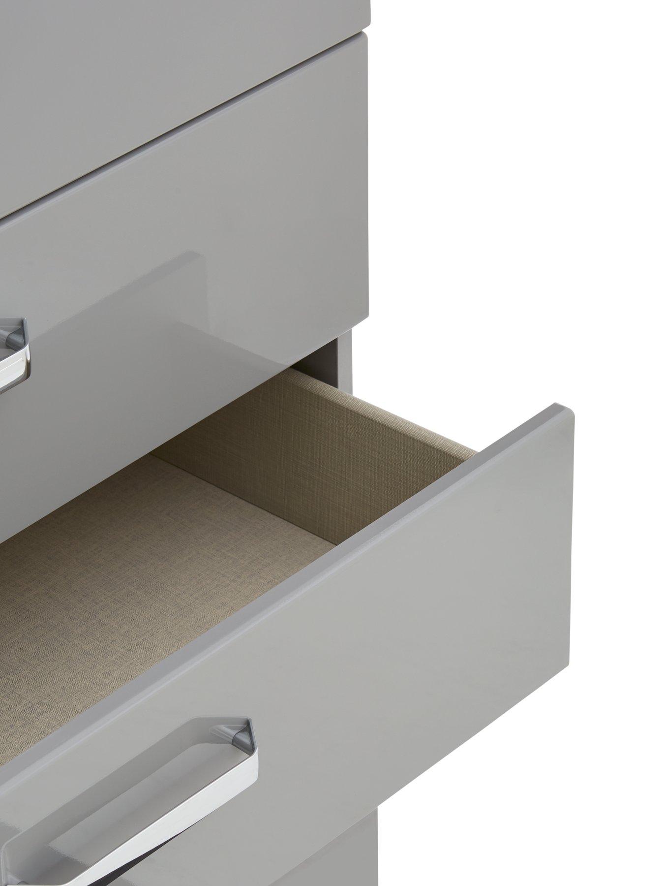 Image 6 of 6 of One Call Sanford High Gloss Ready Assembled 4 Piece Package - 2 Door Wardrobe, Chest of 5 Drawers and 2 Bedside Chests