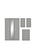  image of sanford-part-assemblednbsphigh-gloss-4-piece-package-3-door-mirrored-wardrobe-chest-of-5-drawers-and-2-bedside-chests