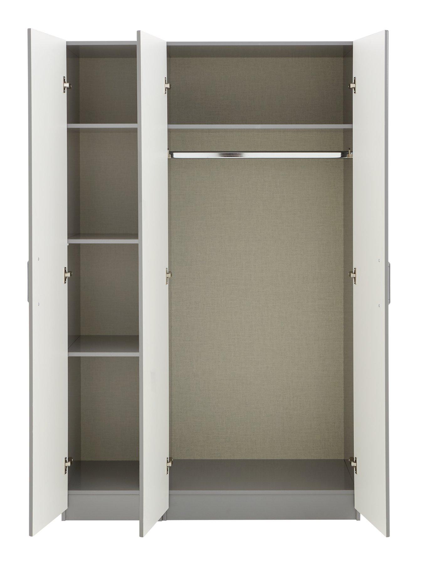 Image 4 of 6 of One Call Sanford Part Assembled&nbsp;High Gloss 4 Piece Package - 3 Door Mirrored Wardrobe, Chest of 5 Drawers and 2 Bedside Chests