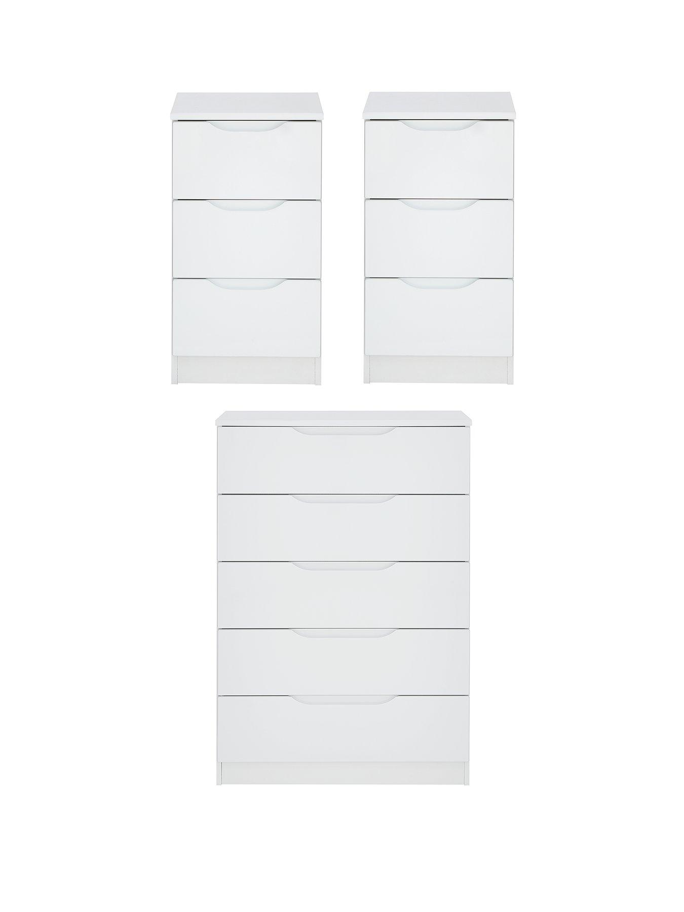 Image 2 of 6 of One Call Monaco Ready Assembled&nbsp;3 Piece Gloss Package - 5 Drawer Chest and 2 Bedside Chests&nbsp;- Express Delivery available<br />&nbsp;
