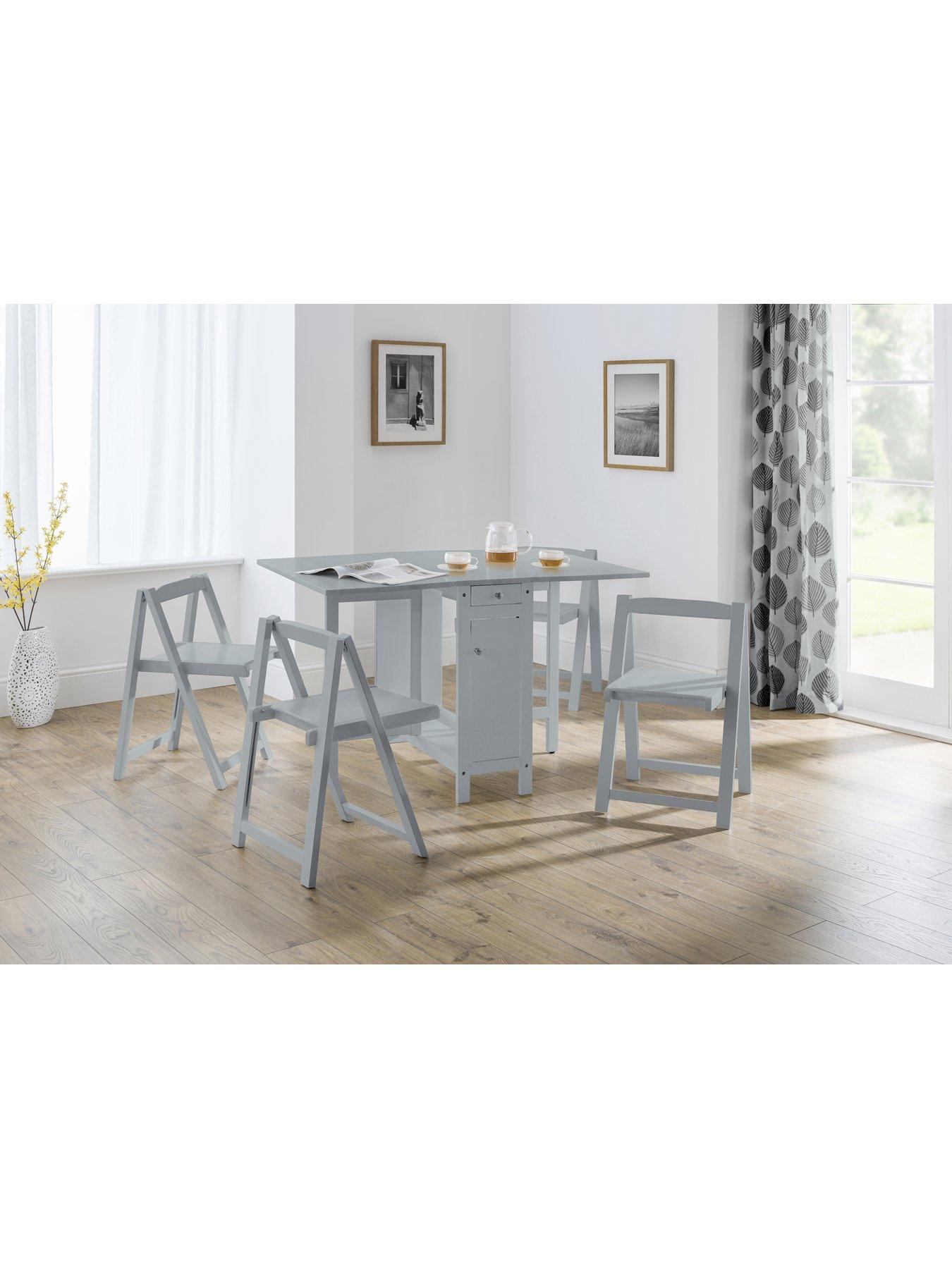 Julian Bowen Savoy 120 Cm Space Saver Dining Table + 4 Chairs - Grey