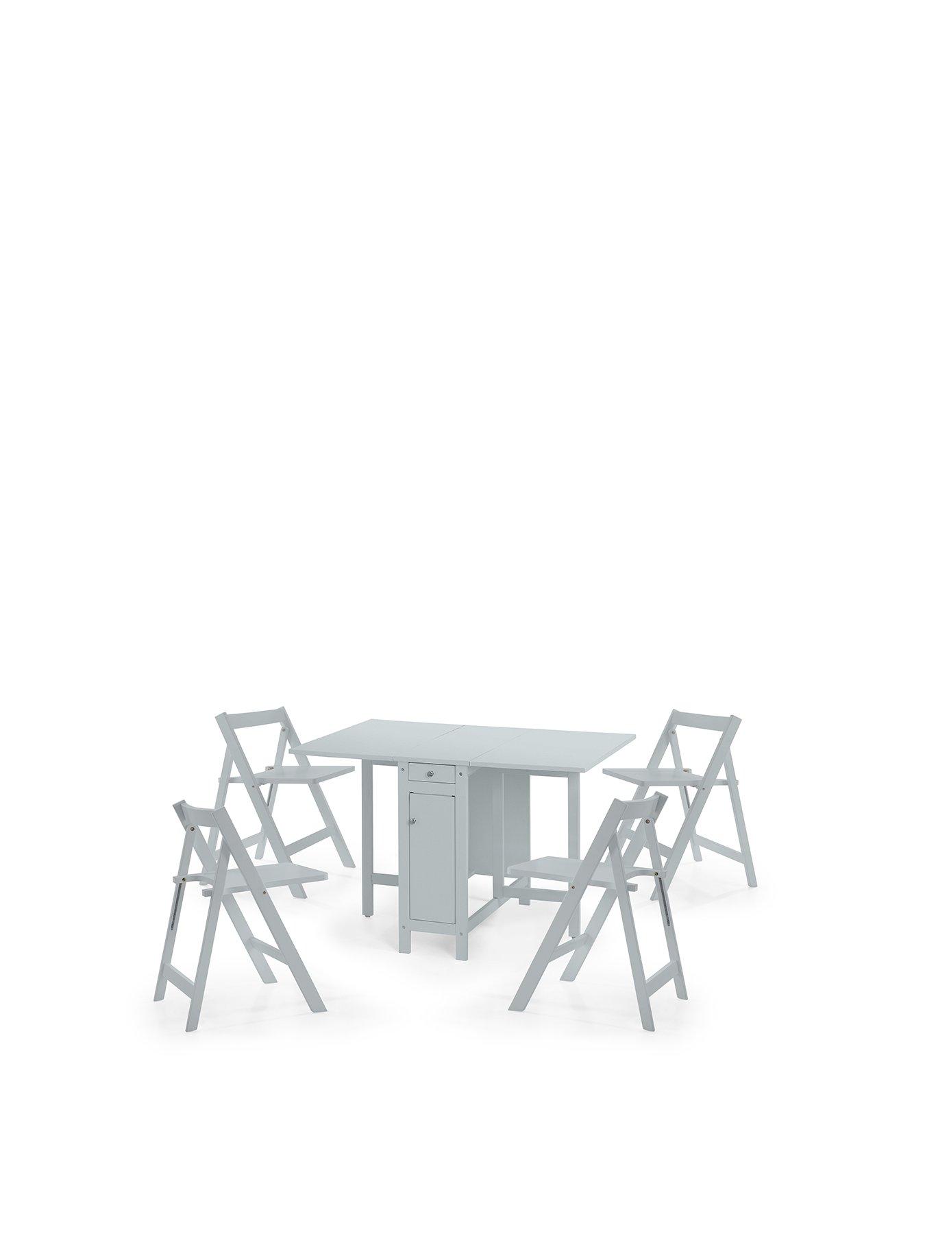 Product photograph of Julian Bowen Savoy 120 Cm Space Saver Dining Table 4 Chairs - Grey from very.co.uk