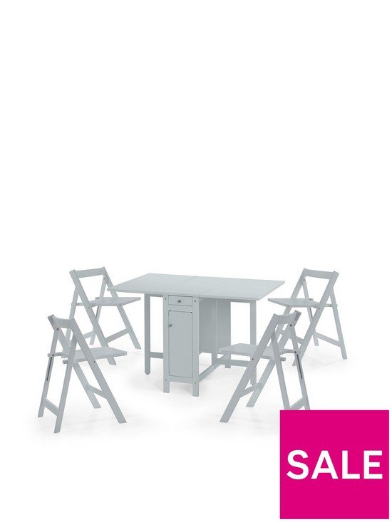 stillFront image of julian-bowen-savoy-120-cm-space-saver-dining-table-4-chairs-grey