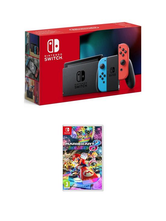 front image of nintendo-switch-console-with-mario-kart-8-deluxe