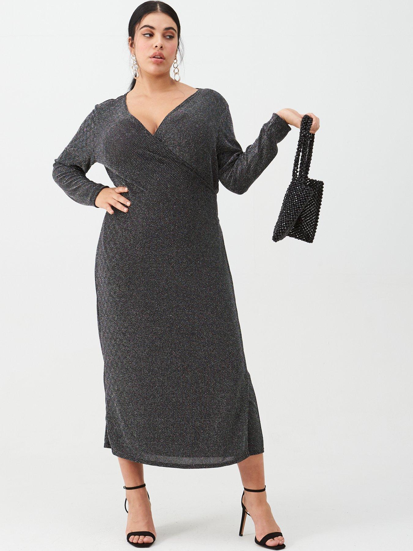 black midi wrap dress uk