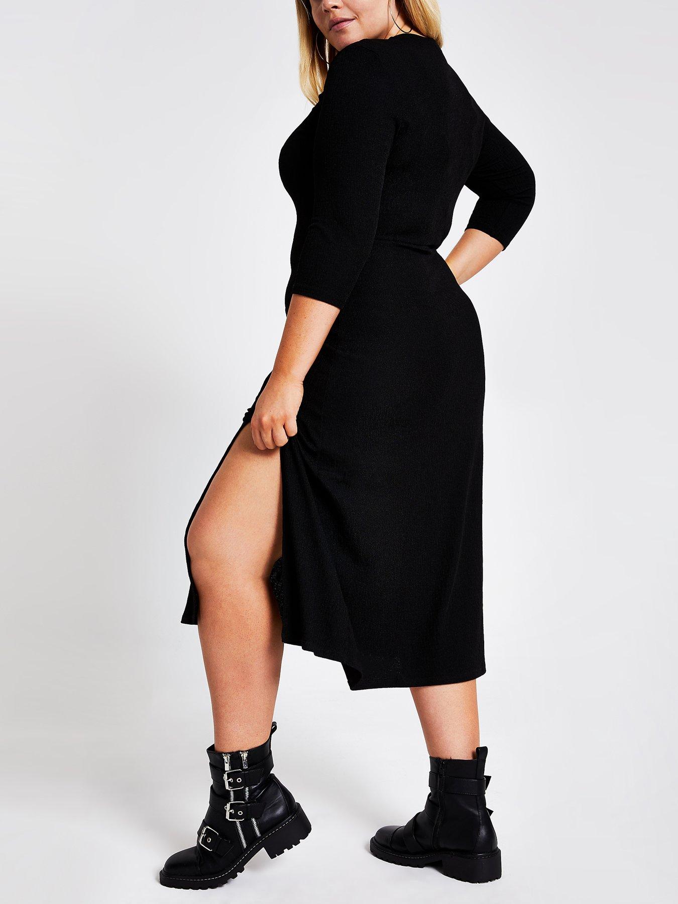 black plus midi dress