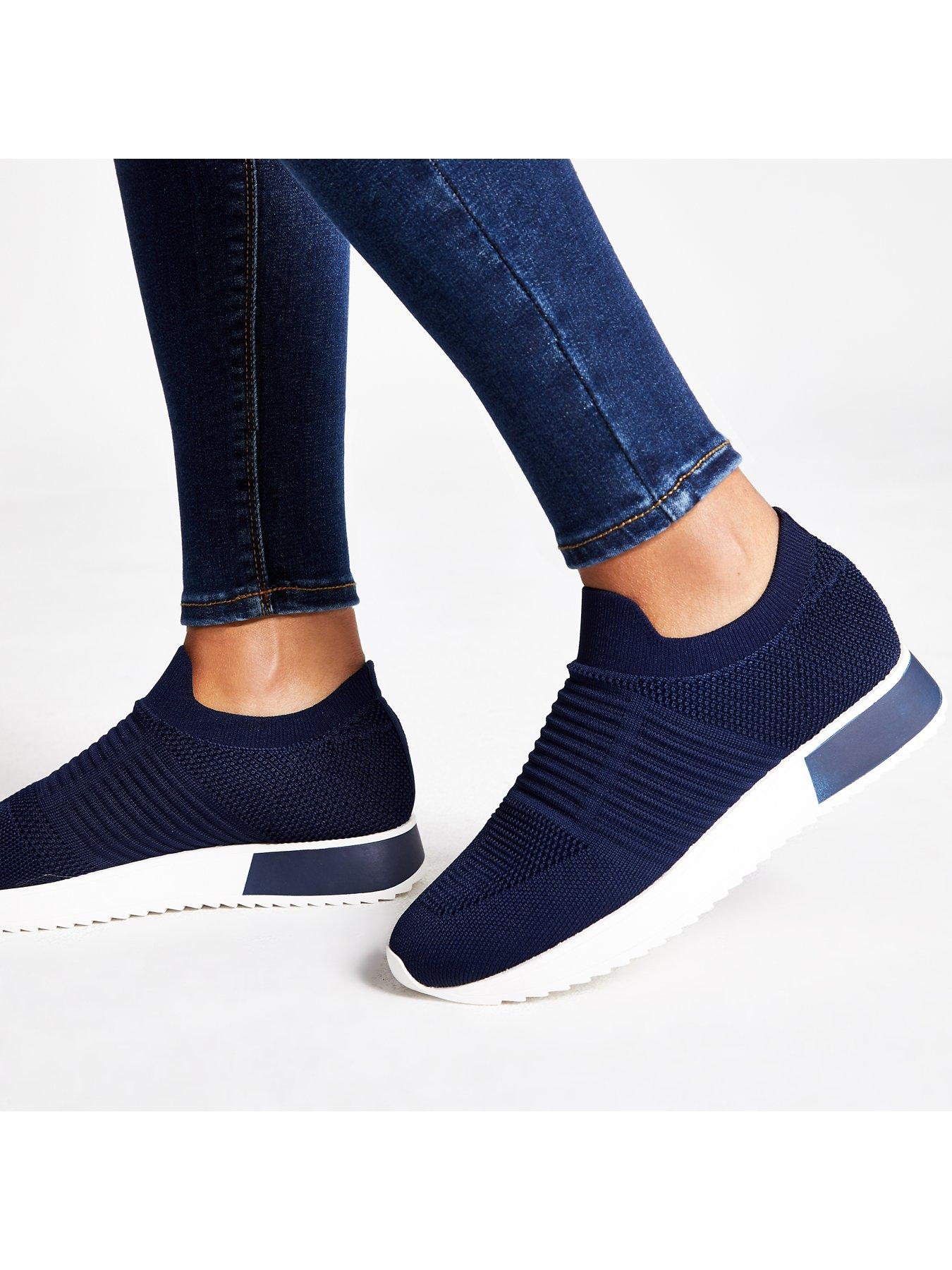 river island navy trainers