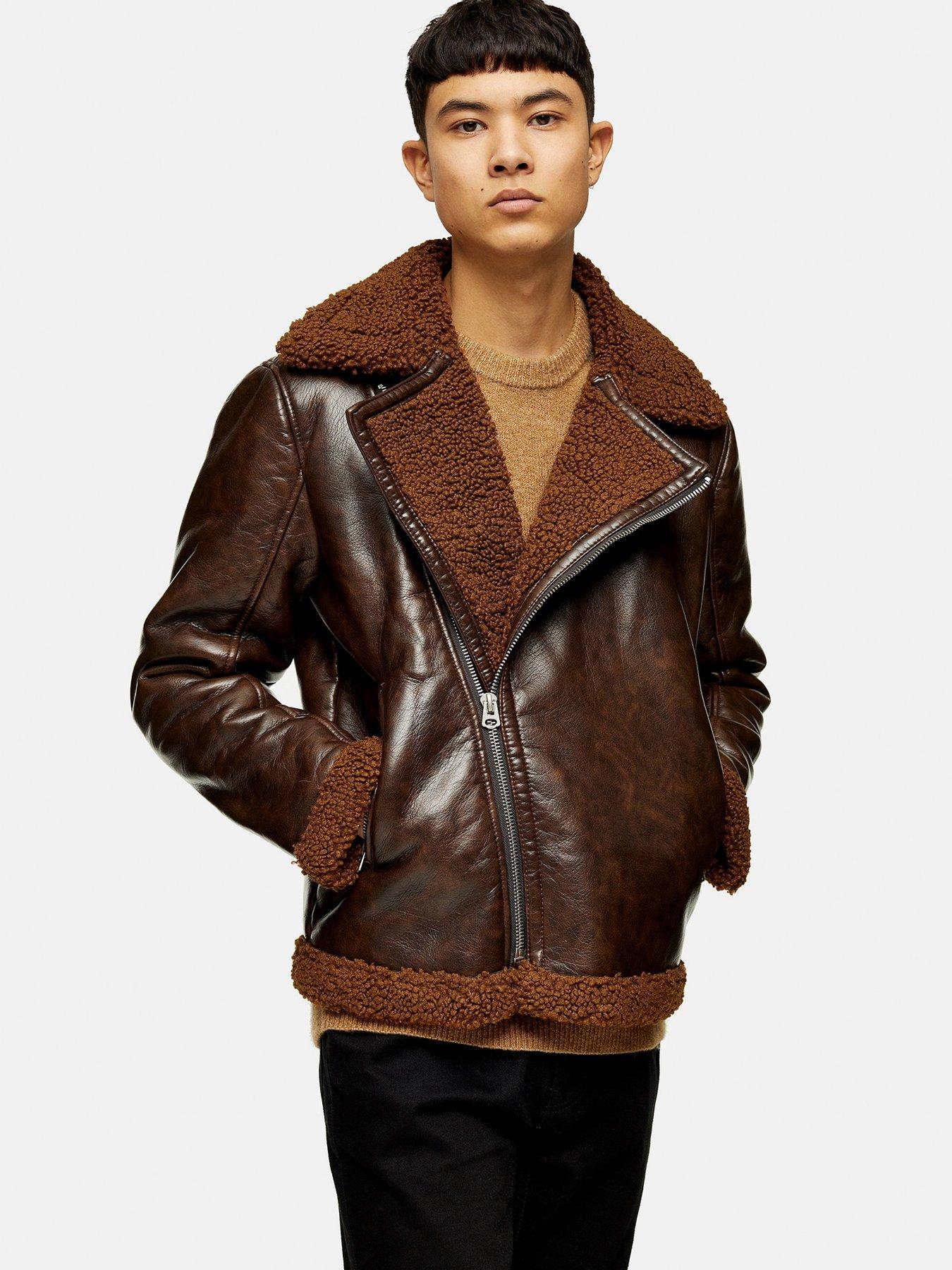 Topman Faux Leather Shearling Biker Jacket review