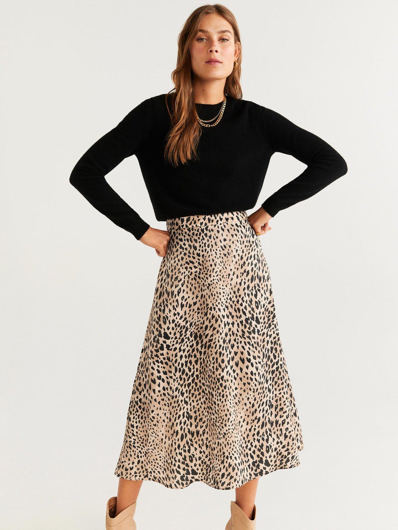 mango leopard midi skirt