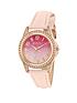  image of tikkers-pink-ombre-glitter-crystal-set-dial-pink-leather-strap-kids-watch