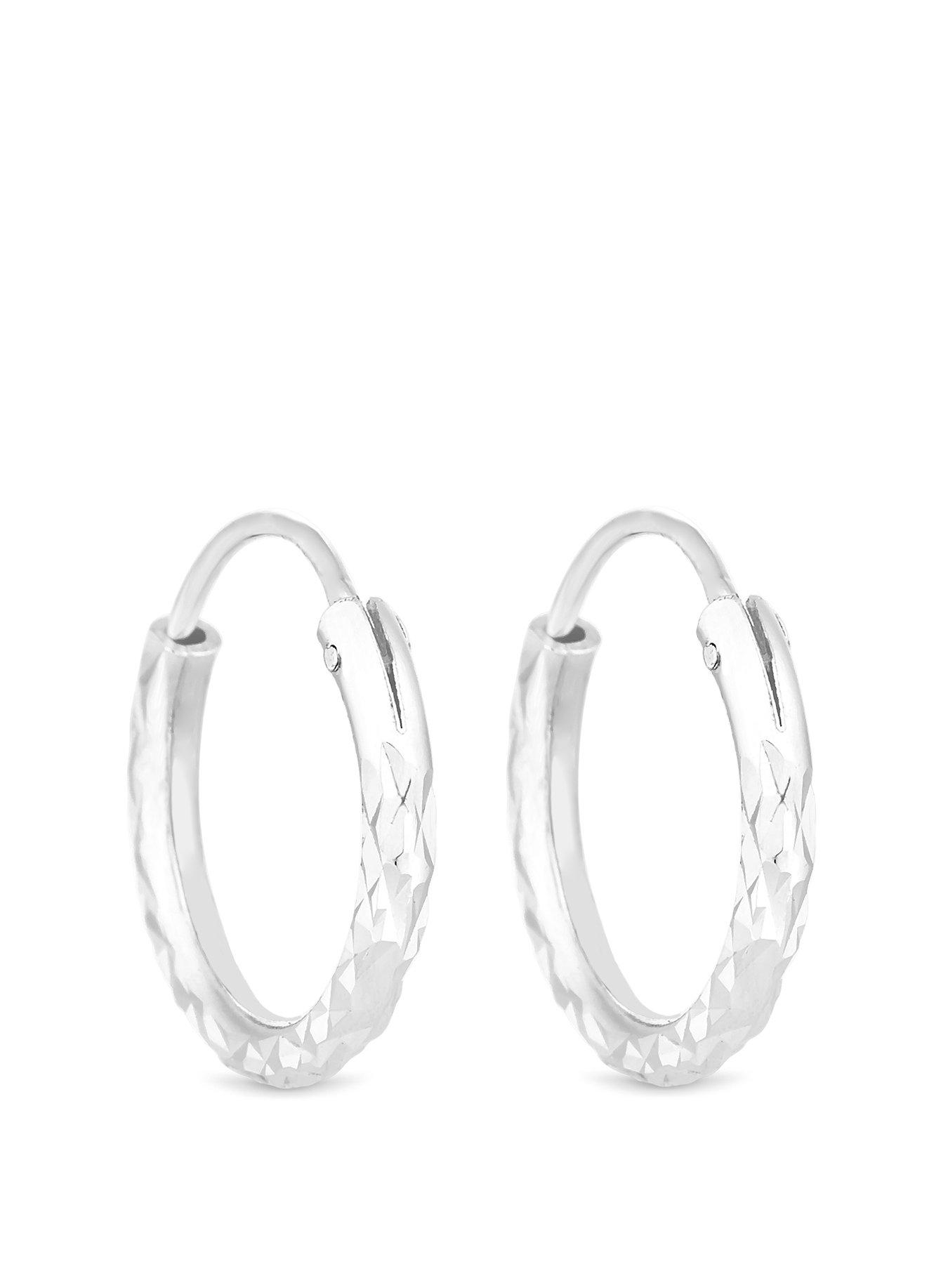 Image 1 of 1 of Simply Silver Sterling Silver 925 Mini Diamond Cut Hoop Earrings - SS19