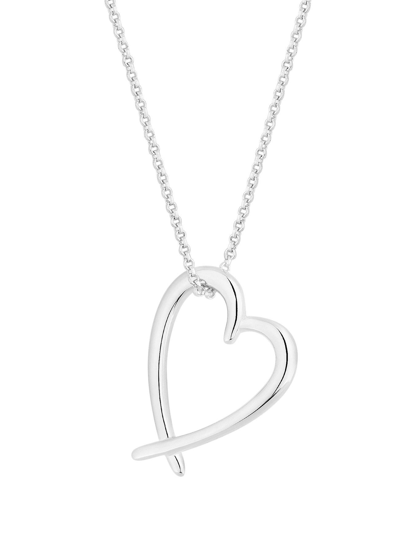 Silver heart pendant necklace store