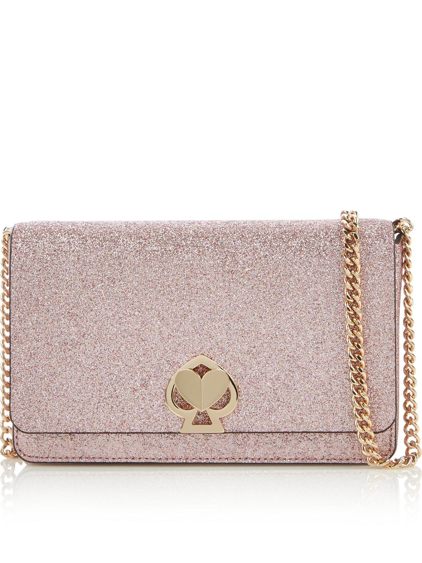 sparkly rose gold kate spade purse