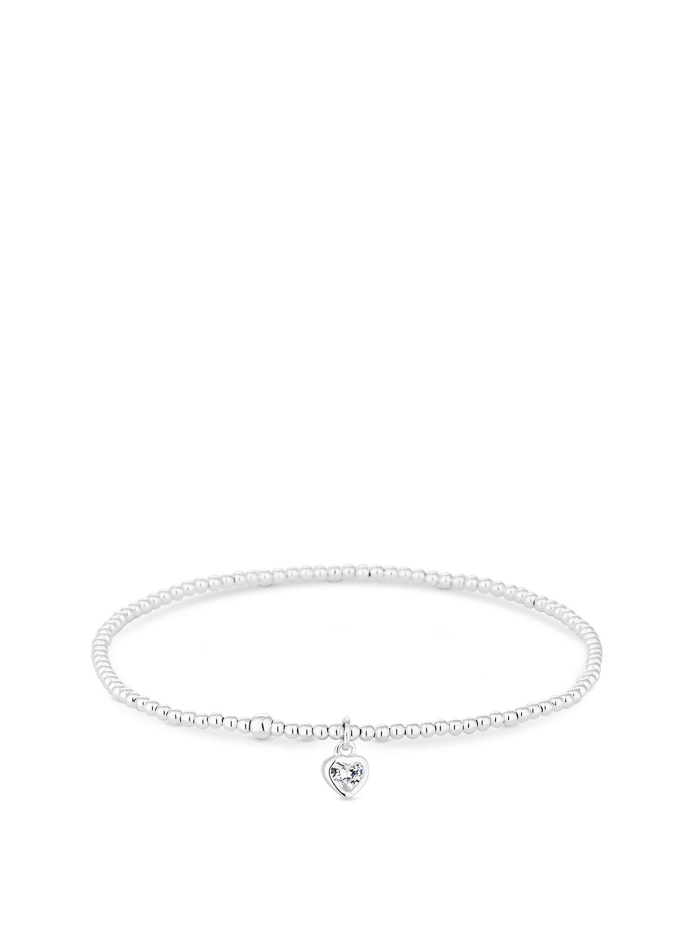 michael kors bead stretch bracelet silver color