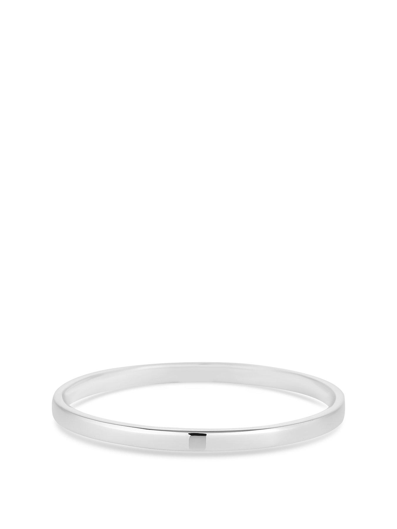 Product photograph of Simply Silver Sterling Silver 925 With Cubic Zirconia Classic Polished Bangle Bracelet from very.co.uk