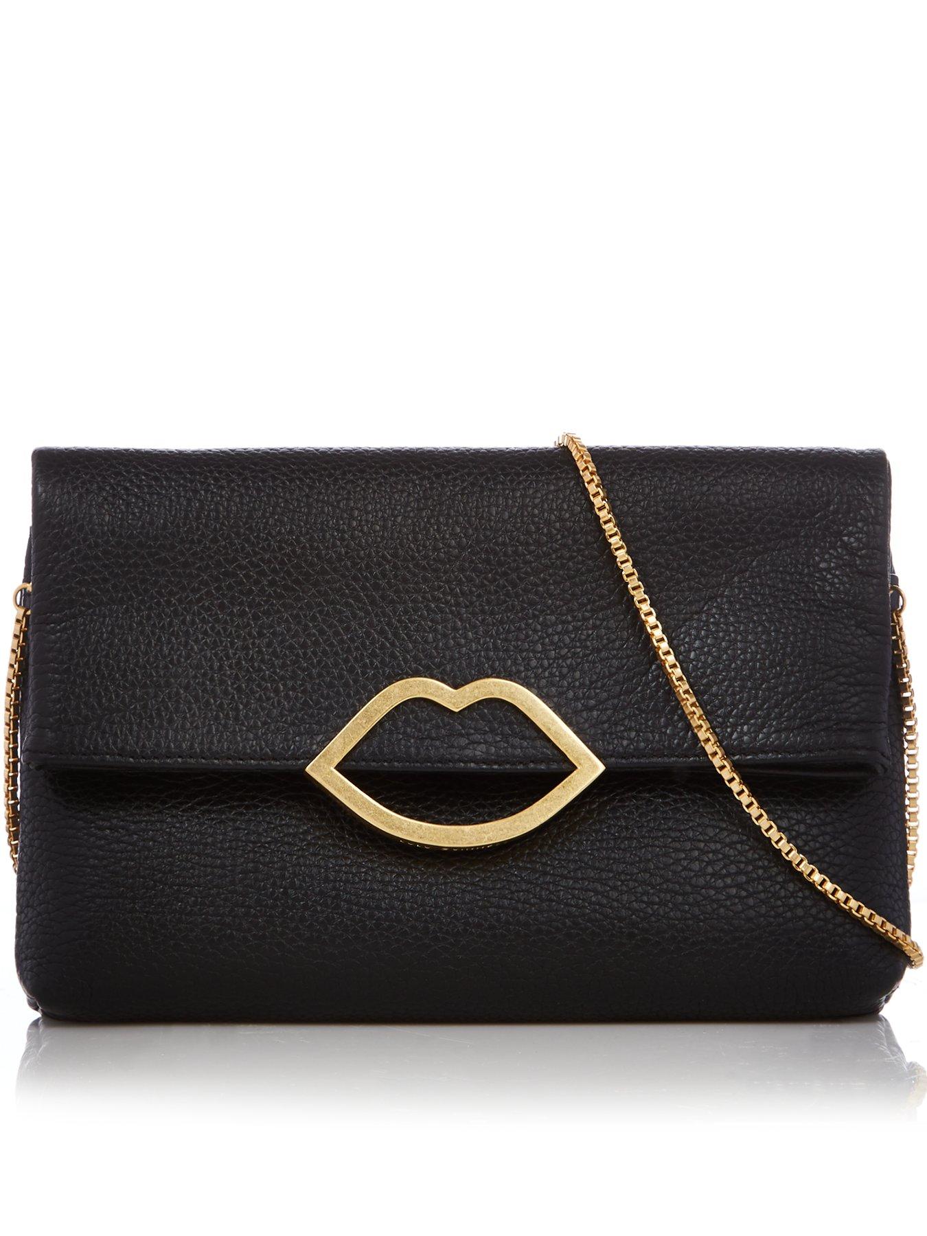 lulu guinness gold lips clutch