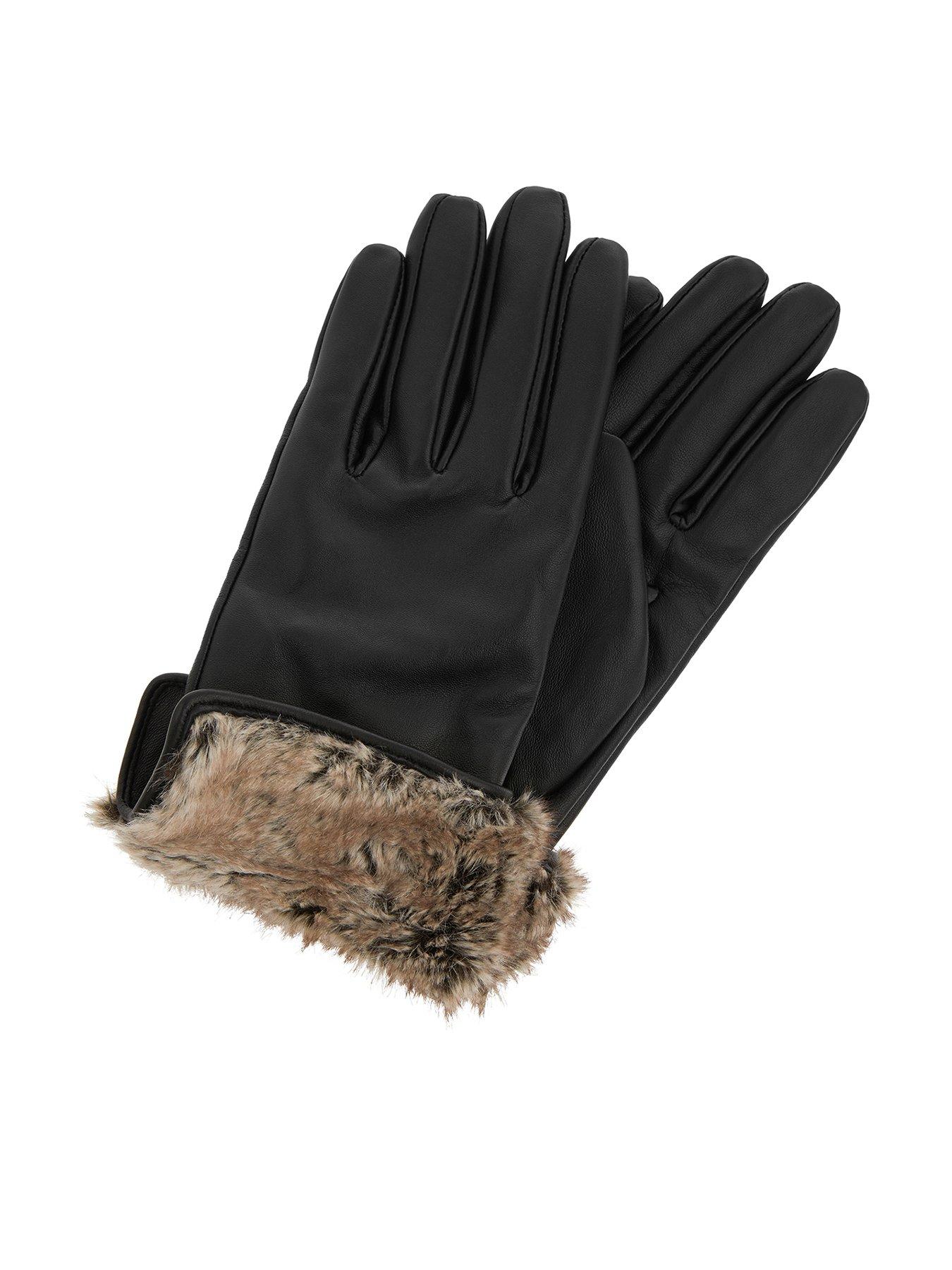faux fur leather gloves