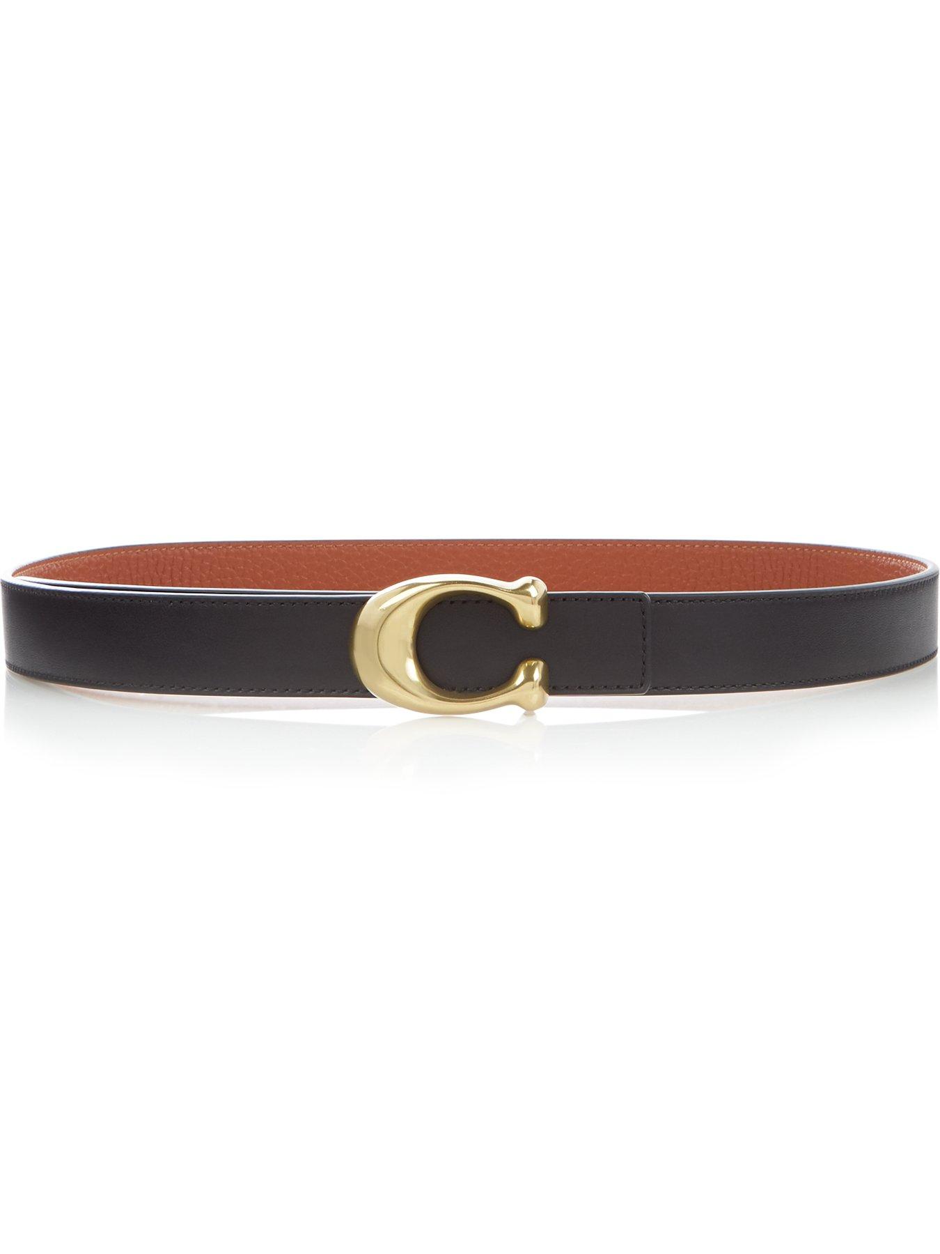 COACH Sculpted C Reversible Belt - Black/Tan