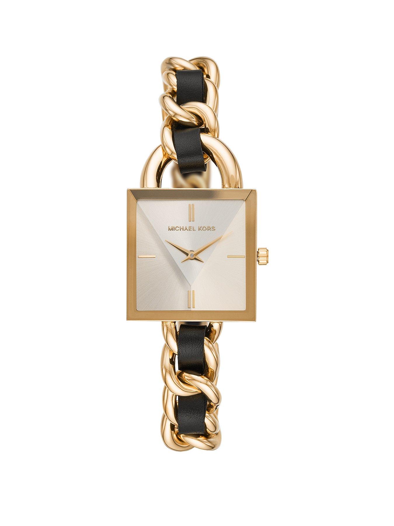 michael kors black and gold watch ladies