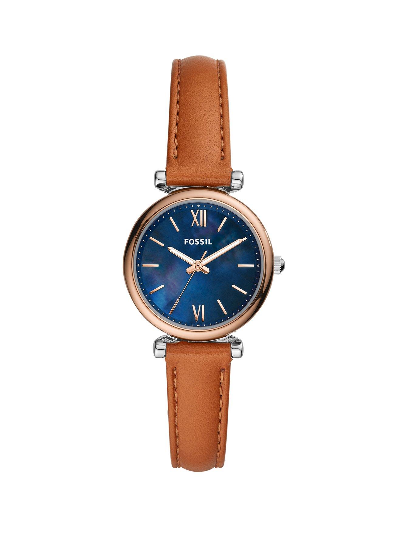 Fossil Fossil Blue Sunray And Rose Gold Detail Dial Tan Leather Strap Ladies Watch review