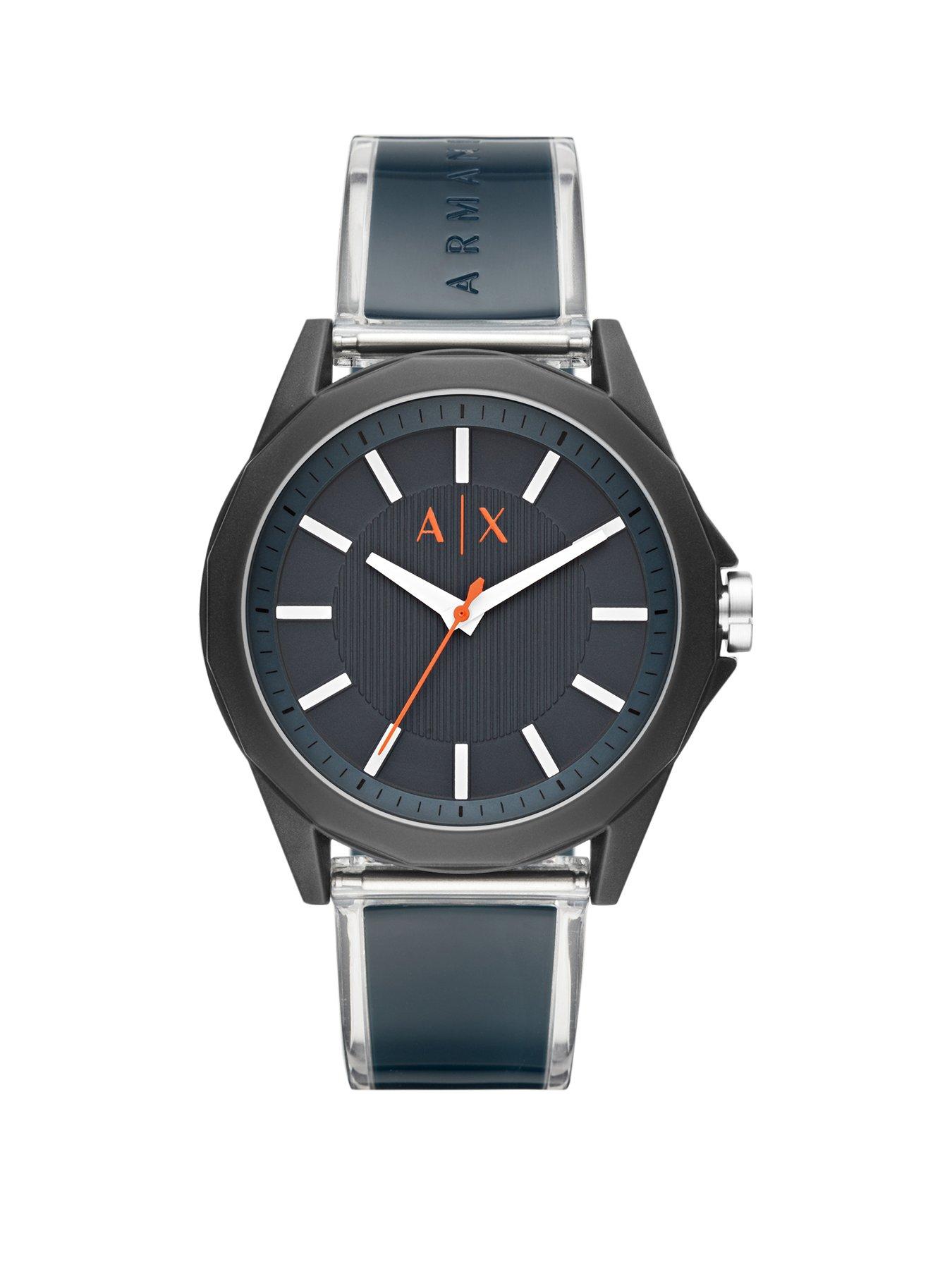 Armani Exchange Exchange Blue And Orange Detail Dial Blue Silicone And Stainless Steel Strap Mens Watch review