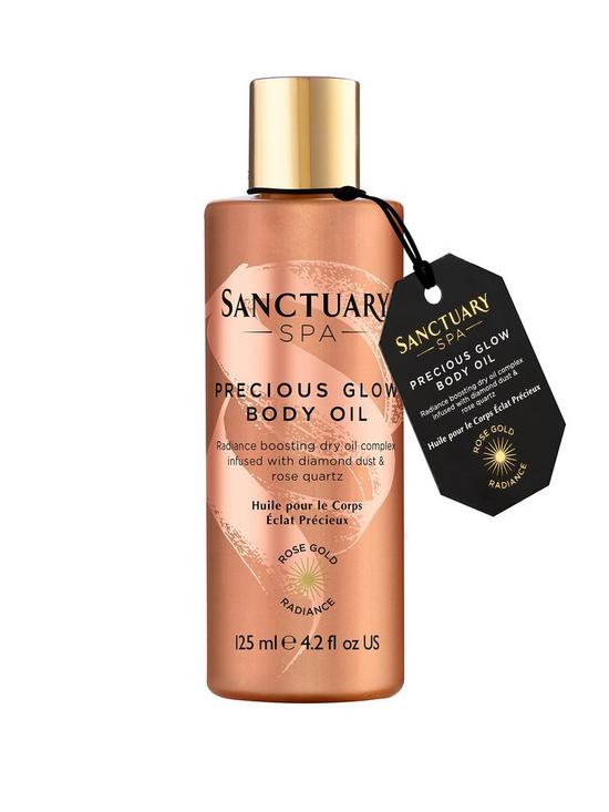 front image of sanctuary-spa-rose-gold-radiance-precious-glow-body-oil-125ml
