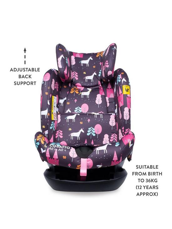 stillFront image of cosatto-all-in-all-group-0123-isofix-car-seat-unicorn-land