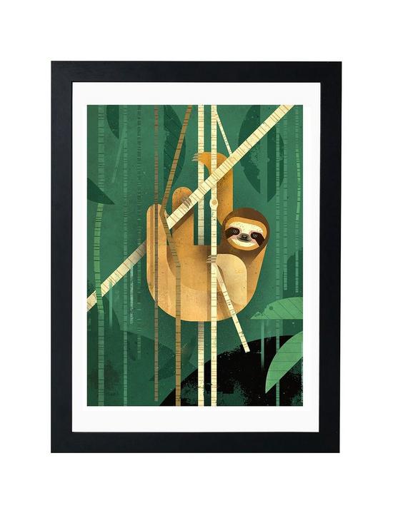 front image of east-end-prints-sloth-by-dieter-braun-a3-framed-wall-art