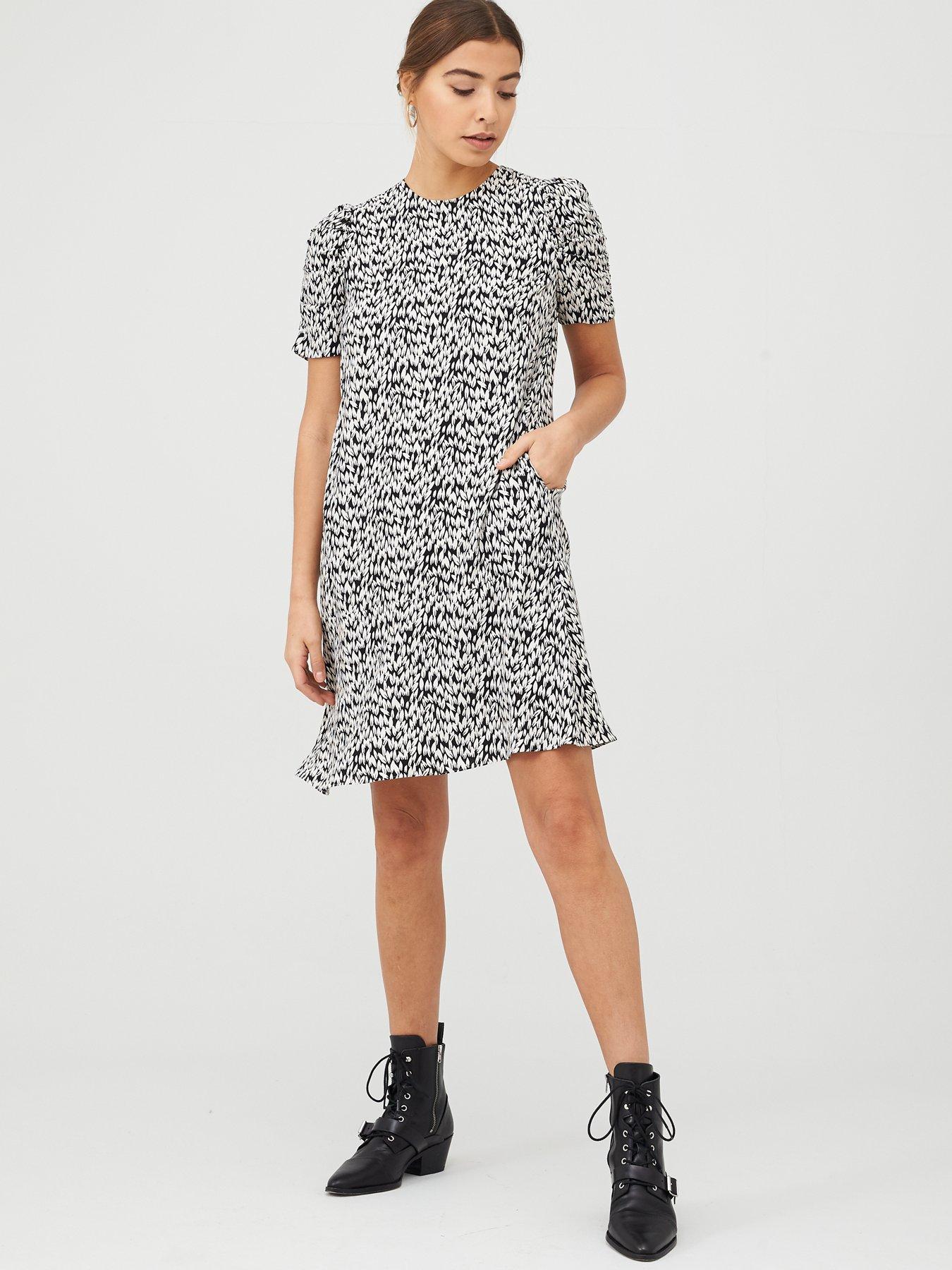 whistles textured belted midi dress
