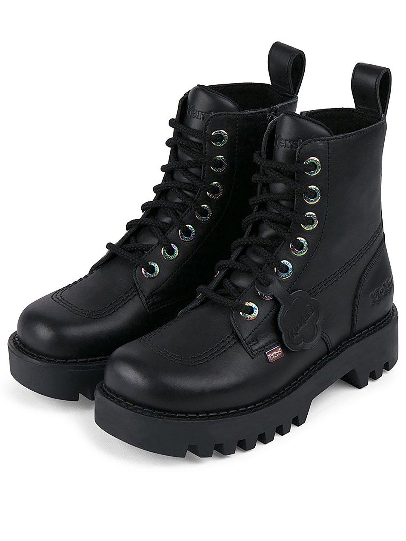 kickers kizziie cleated ankle boots in black