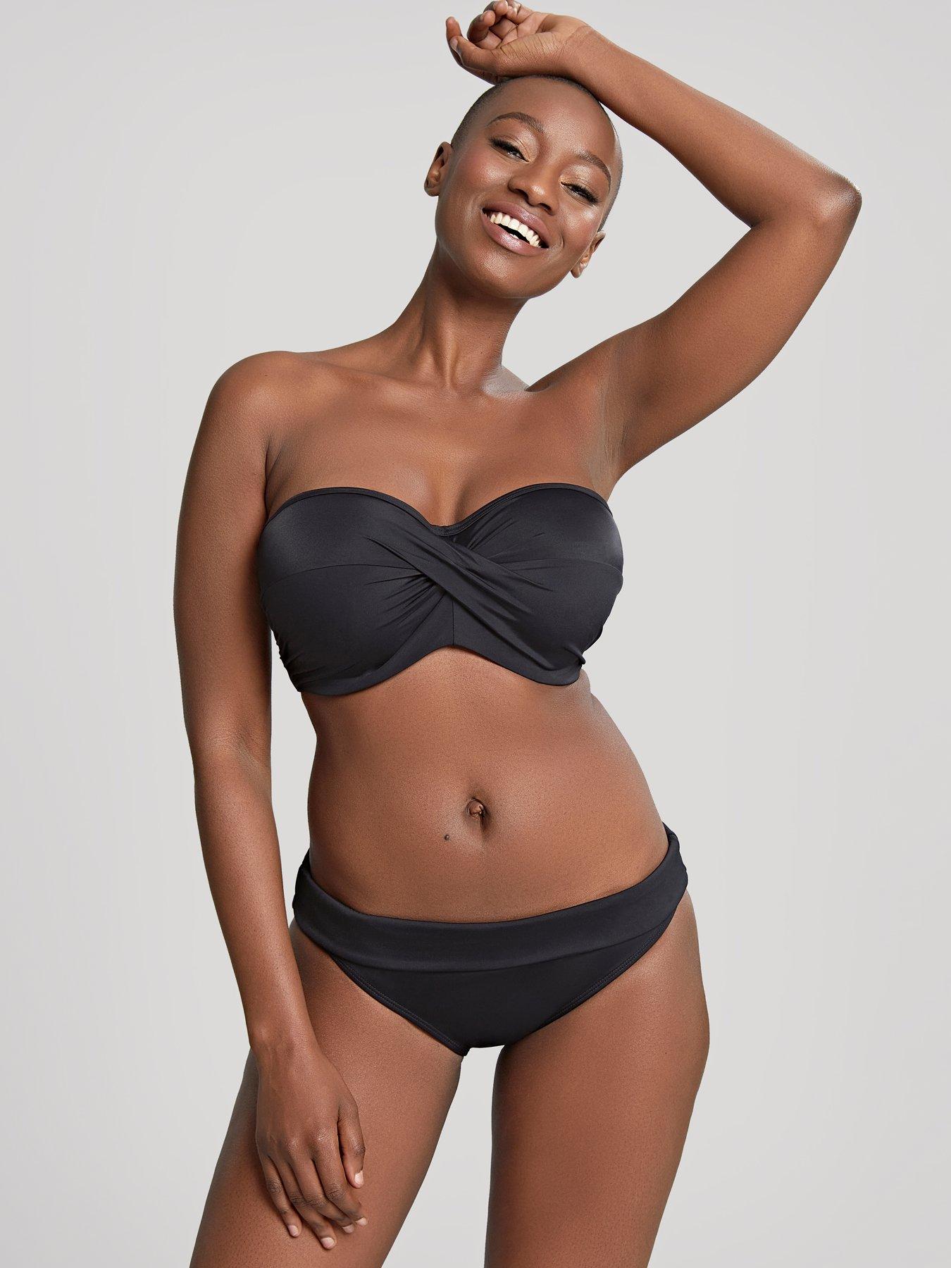 Yours Women's Black Tropical Bikini Top Plus Size Curve 