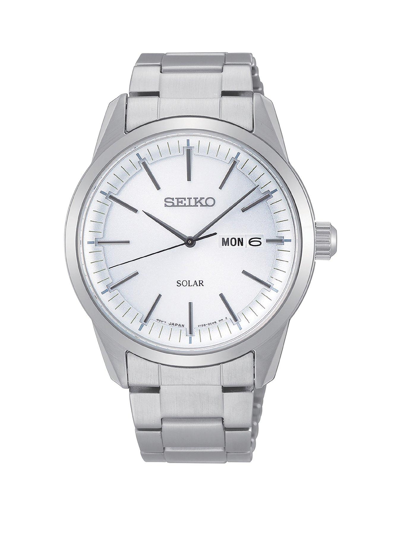 Seiko Seiko Silver And Blue Detail Daydate Dial Stainless Steel Bracelet Mens Watch review