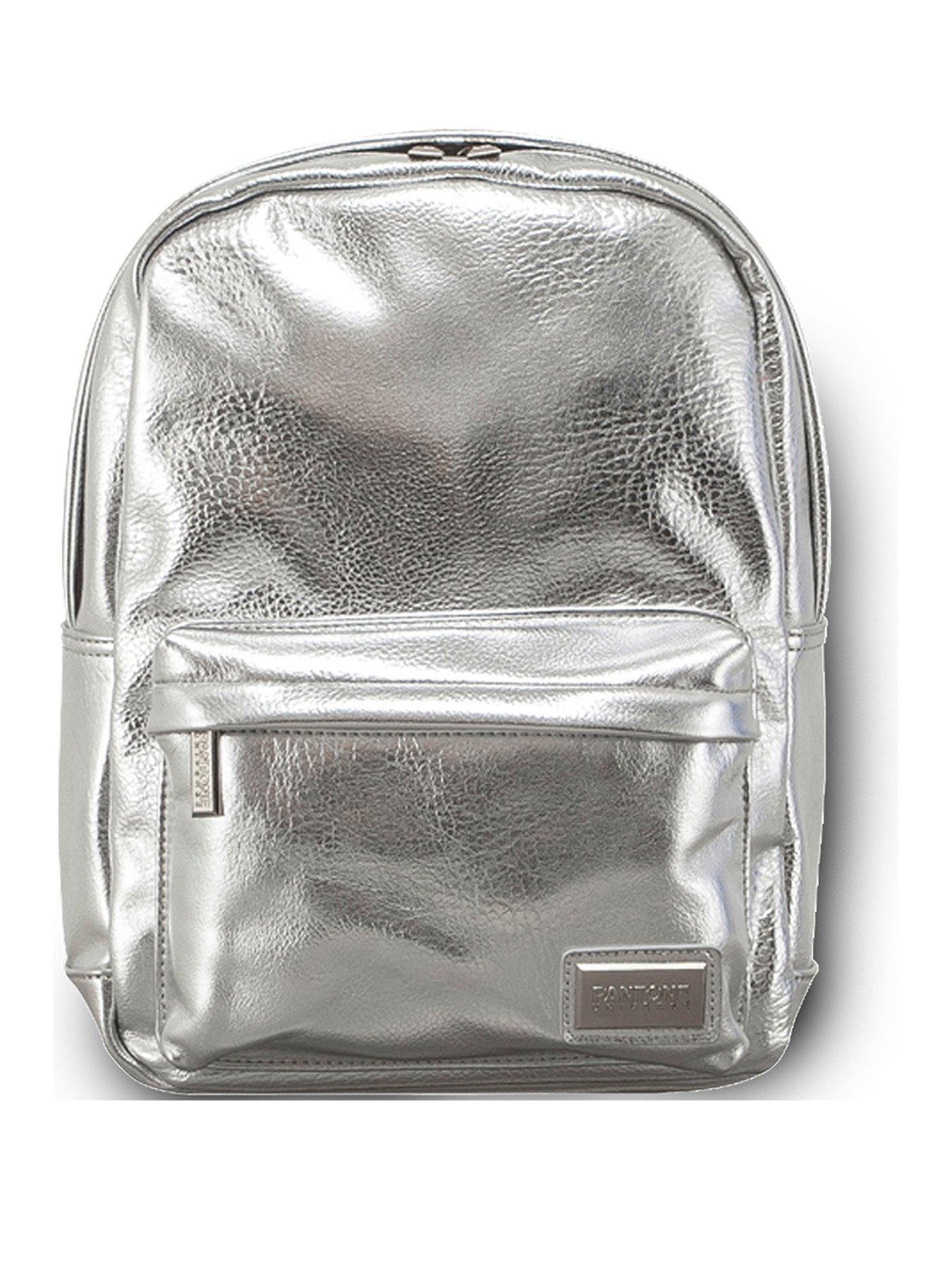 silver metallic backpack
